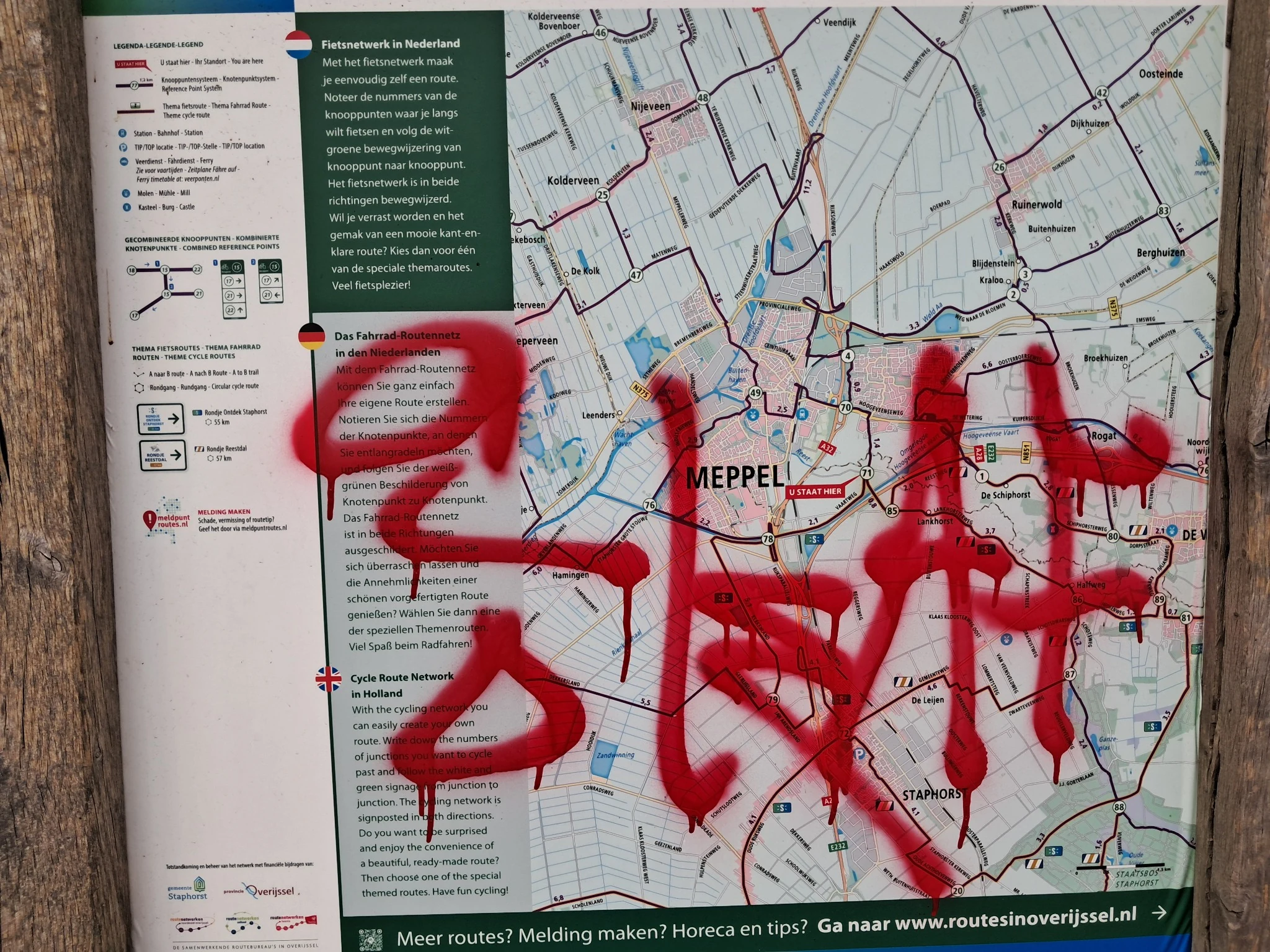 Fietsnetwerkkaart met Meppel in het midden